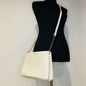 A New Day White Vegan Leather Buttoned Crossbody Purse